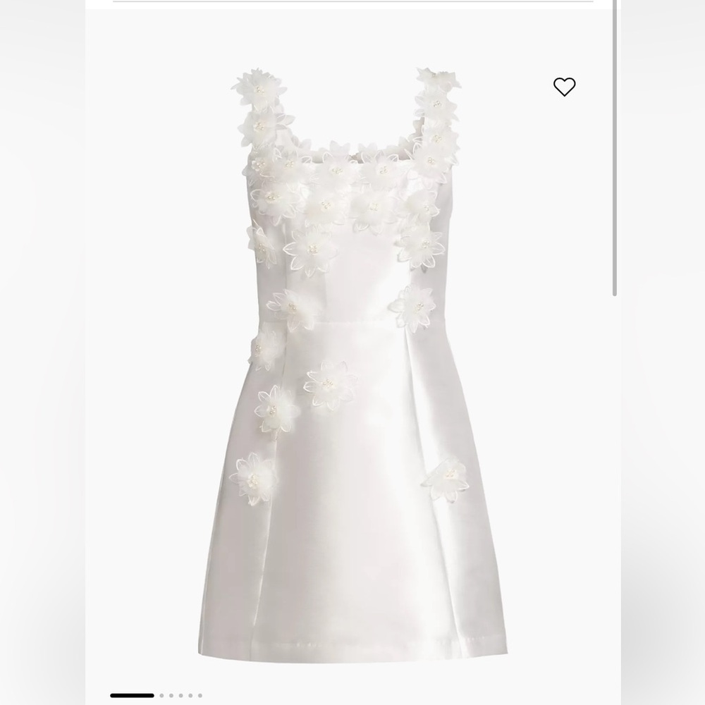 Elder Floral Decal Applique Mini Dress In White